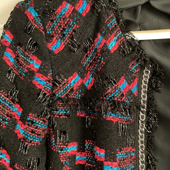 Trina Turk Stylish Black Tweed BlazerJacket Check Chain - Picture 5 of 9